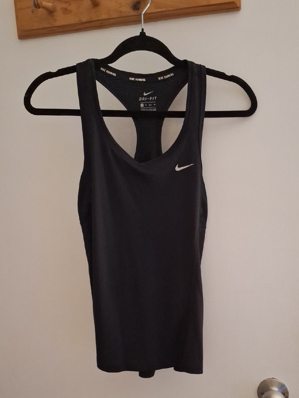 Nike Black Racerback Dri-FIT Tank with White Swoosh